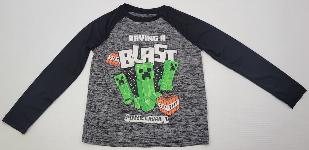 B) Jumping Beans Active Minecraft Boys Long Sleeve Graphic Shirt 7